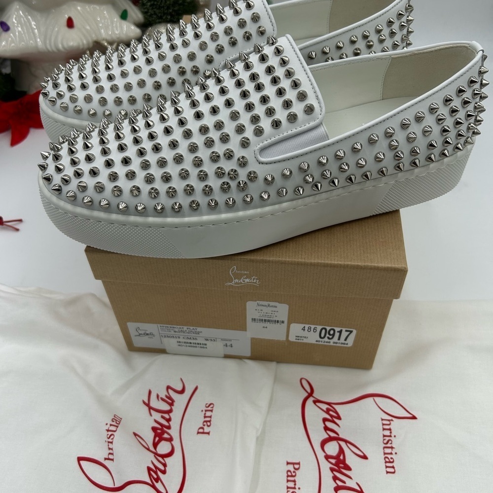 Men's Christian Louboutin roller boat spike slip on sneakers size 44 made Italy - Picture 3 of 11